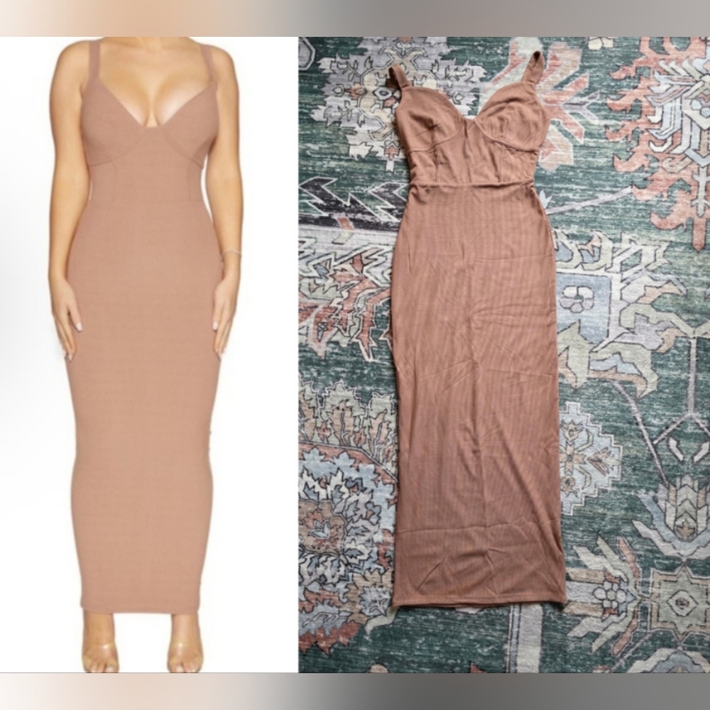 Naked Wardrobe Snatched Bustier Midi Dress - Nude